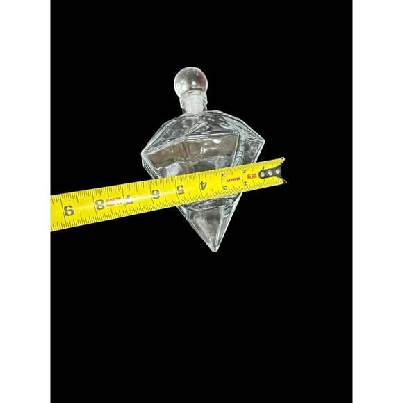 Vtg Diamond Shaped Clear Glass Decanter Side Rest w Stopper Holiday Display 9" - Picture 7 of 8